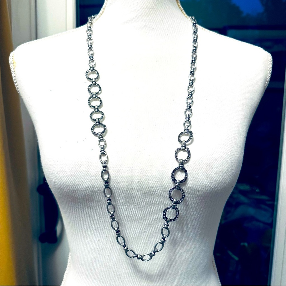 Jessica Simpson - silver tone Marcasite station  Necklace, 36”